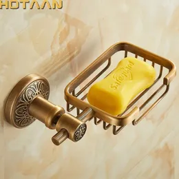 Solid Aluminium Wall Mounted Antique Brass Color Bathroom Soap Basket Bath Dish Holders Products YT14290 Y200407