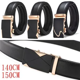 Belts Automatic Buckle Belt For Men's Cowhide Leather Lengthened 150cm Leisure Business Plus Size 140cm AccessoriesBelts Fred22