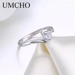 Cluster Rings UMCHO Elegant Ring Real 925 Sterling Silver Jewelry Cubic Zircon For Women Female Daily Wedding Anniversary Fine Edwi22