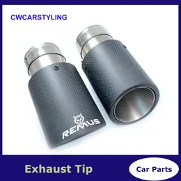 Car Universal Modiflcation Stainless Steel Sandblasting Exhaust Pipe Carbon Remus Logo Matt Black Cover Muffler Tip For Merc