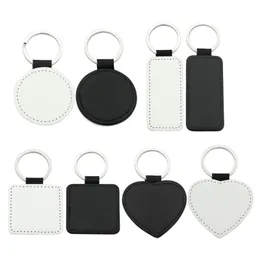 Leather Keychains Blank Heart Round Square MDF Keychains Sublimation Heat Transfer Keychains Kit Jewelry Making