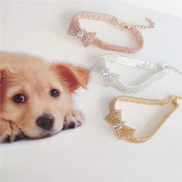 Dog Collars & Leashes Bling Crystal Diamond Collar Puppy Pet Shiny Bowknot Rhinestone Necklace For Small Medium Dogs Cat Supplies