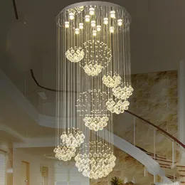 Lampy wiszące 110 V 220V Nowoczesny design 11pcs Ball Luster Crystal żyrandol duży lobby obracają schody Cristal Lightspendant