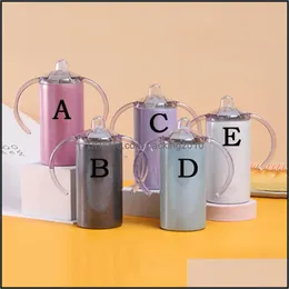 Tumblers Drinkware Kitchen Dining Bar Home Garden 12oz Sublimation Child Child Pacifier Cup Tumbler DIY 스테인레스 스틸 레인보우시피 컵