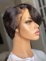 Short Bob Wig Pixie Cut Straight Human Hair s X T Part Lace Boss Lady Preplucked Hairline Long Lasting 220606