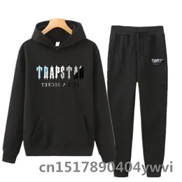 Trapstar Sonbahar Kış Erkekleri Kapşonlu Sweatshirt Suit Çift Jogging Hoodiessweatpants İki parça Streetwear Takip 220719