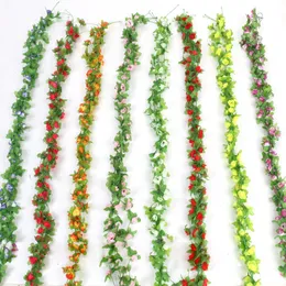 2.3m40 Blommahuvud Artificiell rosblommor Vine Wreath Wedding Arch Decoration Fake Plant Leaf Tailing Ivy