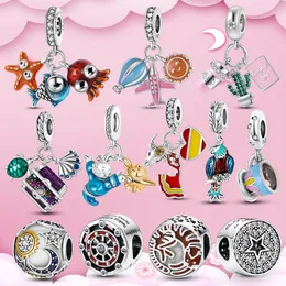 925 Sterling Silver Pingente Charms para Pandora Caixa Original Starfish Octopus Tartaruga oceânica Charmos europeus Charmos de pulseira Jóias de colar