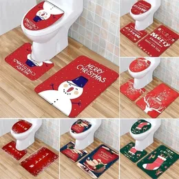 Fengrise Christmas Toilet Cover dywan Wesołych dekoracji dla domowych świątecznych wystroju łazienki Navidad Happy Year Y201020