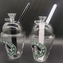 Mini 6-Zoll-Starbucks-Wasserpfeife aus klarem Wasserglas mit Strohhalm, tragbare kreative Rauchpfeife