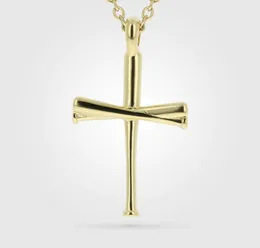 Titan Sport Tillbehör Silver Guld Rostfritt Original Baseball Bat Cross Bibel Vers Halsband Christian Religion Smycken Gift för älskare