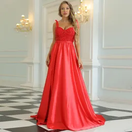 Sexy Spaghetti -Gurte lange Abschlussballkleider 2022 Einfacher Ärmeln eine Linie Seitenschlitzabendkleider für formelle Anlässe Party Red Party Kleid