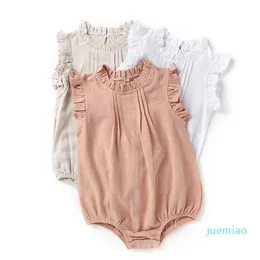 Moda-Ragazzi Bambina Pagliaccetti Neonato Tute Senza Maniche Lino Biologico Cotone Arrampicata Panni Tute Onesies vestiti per neonate da 0 a 3