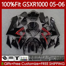 Suzuki GSXR 1000 CC K5 GSX-R1000 2005 2006 Bodywork 122NO.35 GSXR-1000 GSXR1000 1000CC 05 06 GSX R1000 05-06注入型フェアリングキットレッドブラックBLK