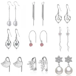 Hoop & Huggie Silver Lady Shambhala Opal Bead Tassel Leaf Twig Pearl Flower Star Earring Girl Women Birthday Gift Fashion JewelryHoop
