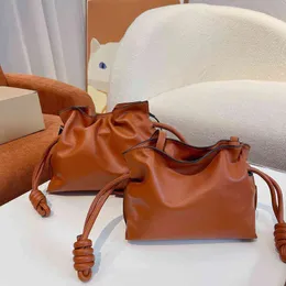 Shoulder Bag Bucket Drawstring Bags Leather Purses Handbags Lucky Women Brown Designer Handbag Vintage Crossbody Brand Soft Female Cloud 220323