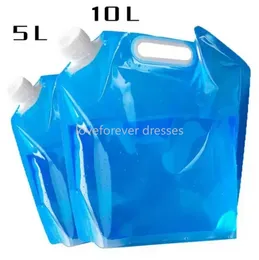 Drinkware 5L/10L Outdoor Foldable Folding Drinking Water Bag Car Waters Carrier Container for Outdoor Camping Hiking Picnic CC