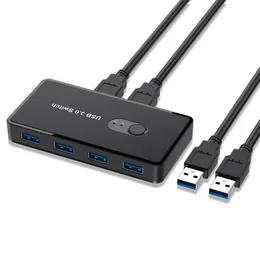 Hubs EST USB3.0 Switch Printer Sharing KVM Switcher 4 portar två i fyra av 2 datorer för tangentbord SplitterUSB USB