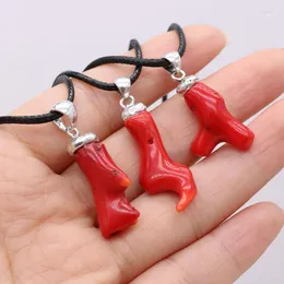 Pendant Necklaces 1PC Natural Stone Red Coral Irregular Branches Necklace Exquisite Jewelry Charms For Women Accessories Gift Elle22