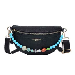 Fanny Packs Modische Brusttasche mit Perlenkette, Damen-Umhängetasche, diagonale Hüfttasche für Damen, vielseitig einsetzbar, kleine Geldbörse 220627