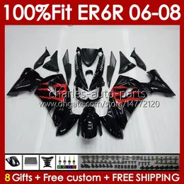 Kawasaki için OEM Fairings Kiti Ninja ER6 650 R ER 6 F 650R ER6F 06 07 08 Vücut 139No.81 650-R ER 6F ER-6F 2006 2007 2008 650R-ER6F 06-08 Enjeksiyon Kalıp Gövde Fabrikası Fabrikası Siyah Blk