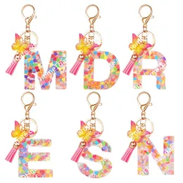 Nome da carta personalizada Keychain inicial Love Heart LECHINS RESIN ACESSORITO