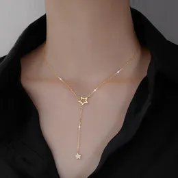 Pendant Necklaces Ladies Flash Diamond Star Necklace Niche Hollow Design Sense Female Simple Clavicle Chain AccessoriesPendant