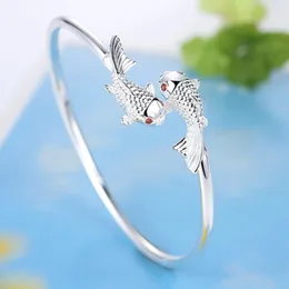 925 Stłoczone srebrne bransoletki rybne dla kobiet mody impreza ślubna prezenty zaręczynowe
