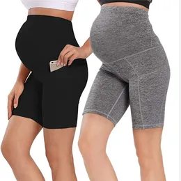 المرأة الحمل القيعان Legging Mini Yoga Shorts اللياقة البدنية الرياضة عالية الخصر ضئيل أزياء السراويل الحامل الأمومة