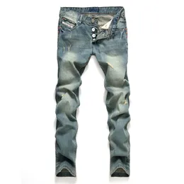 AIRGRACIAS Jeans Men Classic Mens Jeans Blue Color Cotton Ripped Hole Jeans For Men Brand Designer Biker Jean Long Pants 201128