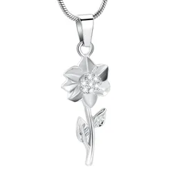 Pendant Necklaces Ijd12132 Heronsbill Flower Cremation Jewelry For Women/Girls Inlay Clear Zircon Stainless Steel Memorial Urn Necklace Hold