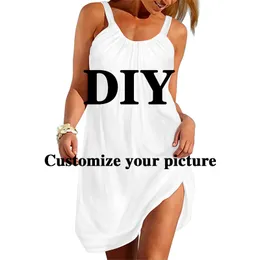 Nadanbao DIY Personalize vestido de verão para mulheres 3D Digital Beach Printing Your Own Picture Roupfits 220616