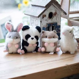 12Cm Cute Fat Rabbit Squirrel Hamster Panda Cuddle Stuffed Soft Animal Beautiful Pendant Keychain ldren Toys Birthday Gift present J220729