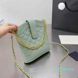 chan nel bag Designer- Women Fashion Zipper Bucket Totes Bag Leather Bags Gold Chain Stitching Diamond Pattern Crossbody 20CM