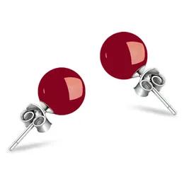 2024 Stud Natural Agate Stone Pärlor Studs For Women 6 Mm 8mm Luxury Round Pärlade örhängen Fashion Design Copper Girls Ear Charm Earring Birthday Presentes Jewelry