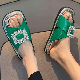 Slippers Fashion Rhinestone Women Flip Flops 2022 New Summer Ladies Sandals Bling Slime Slides Flats Nasual Flats for Woman 220518