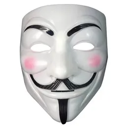 Partihandel Vendetta Mask Anonym Mask av Guy Fawkes Halloween Fancy Dress Kostym Vitgul 2 Färger