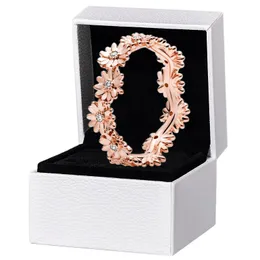 Rose Gold Plated Daisy Flower Crown Ring Women Wedding Gift Original Box For Pandora 925 Silver Cz Diamond Rings