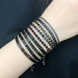 Charm Armband Black Crystal Tennis Armband för kvinnor Steampunk Justerbar silverfärgkedja på handen vänner gåva hippie smycken dzh0