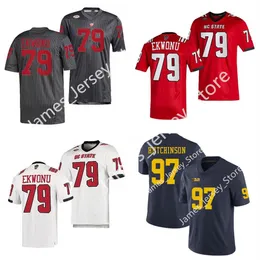 79 Ickey Ekwonu 저지 NC State Wolfpack Aidan Hutchinson Michigan Wolverines Jerseys 대학 축구 플레이오프 유니폼 1라운드를 앞둔 최종 예측