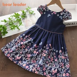 Bear Leader Girls Flowers Dresses Summer Kids Baby Costumes Children Fashion Sleeveless Vestidos Casual Outfit 3-8Y 220426