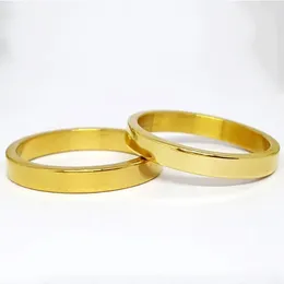 Designer Gold Plated Titanium Steel Simple Plain Band Ring for Women Holiday Gift Wedding Party Couple 2mm 4mm 5mm Size 6-8#