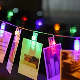 Strängar Jiguoor 20 LED -strängljus Batteri drivs 2,2 m färgglada po -peg clipform fairy hängande kort bildparti dekorerad stringsledd