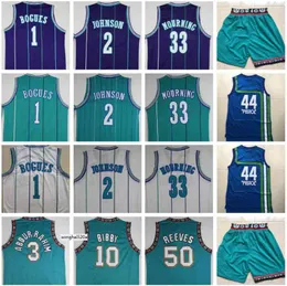 Retro Top Quality 2 Johnson Jersey 33 luto 50 Reeves 1 Bogues Jerseys 10 Bibby 3 Abdur Rahim 44 Pistola Men Shorts Basketball Jerseys