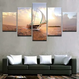 5 Pcs Canvas Pictures Print Wall Art Canvas Sail Ocean Sea Hobby Ship Paintings Wall Decor for Living Room Unframe