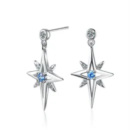 Star Stud Earrings S925 Stamp Silver New Women's Fashion Jewelry High Quality Crystal Zircon Mid-Length Tassel Simple Awising Errings GC1289