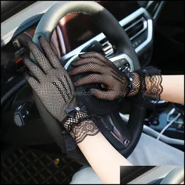 Fünf Fingerhandschuhe Fäustlinge Hüte Schals Modeaccessoires Hochzeit Dünne Spitze Schleife Frauen Fl Finger Kurzer Handschuh Punk Black Mesh Drop Deliv