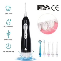 Oral Irrigator USB RECHARGEABLE WATER FLOSSER PORTABLE DENTAL JET IPX7 TANK EVETE TEETHER CLEANER 5 NOZZLES 220727