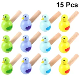 15pcs Wooden Bird Whistles Cartoon Whistle Bird Shape Toy Kids Whistle Educational for Children Gift Random Color 220706