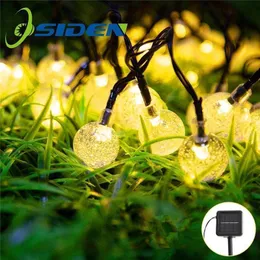 LED 스트링 라이트 태양 2050 LED 결정 볼 5m7m Led Fairy Lights Garlands 정원 크리스마스 장식 야외 Y201020